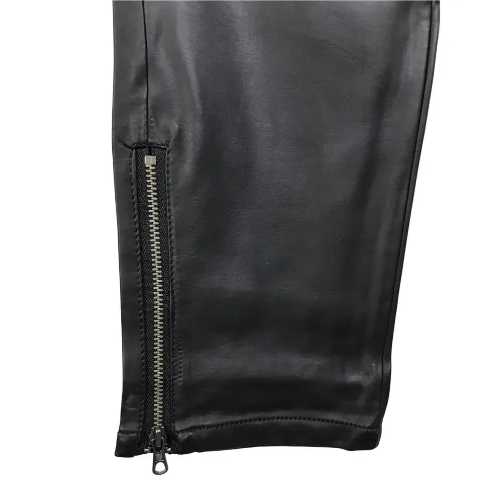 Club Monaco Leather Pants Womens Size 30 Black Joy 5‎ Pocket Ankle Zip Ankle NWT